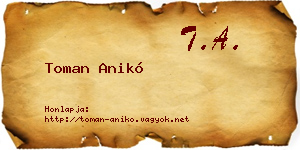 Toman Anikó névjegykártya